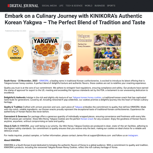 Embark on a Culinary Journey with KINIKORA’s Authentic Korean Yakgwa – The Perfect Blend of Tradition and Taste