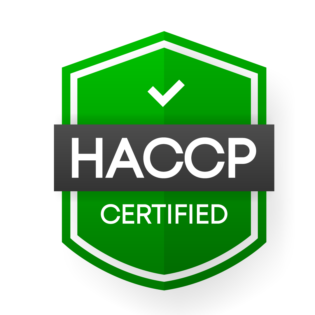 Logo indicating certification by HACCP (Hazard Analysis Critical Control Point