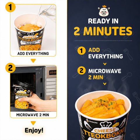 Kinikora - Cheese Tteokbokki - Cheese Tteokbokki Cup 6EA - Step by step Receipt 